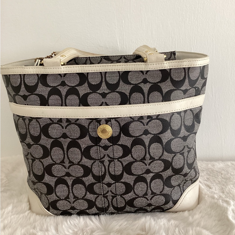 Coach Signature tote with blue stripe - Picture 3 of 7